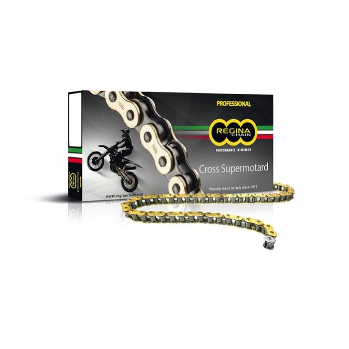 Drive chain Regina chain pitch 428 cross professional without O-RING 140 links -gold Drive chain Regina chain pitch 428 cross professional without O-RING 140 links -gold