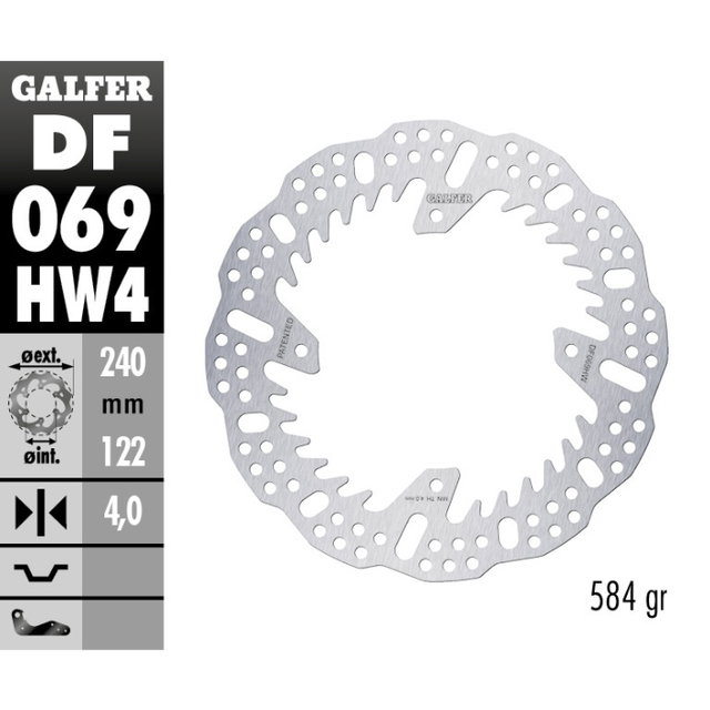 Brake disc Galfer Shark Honda CRF 250 R (04-25) rear - 4 mm DF069HW4