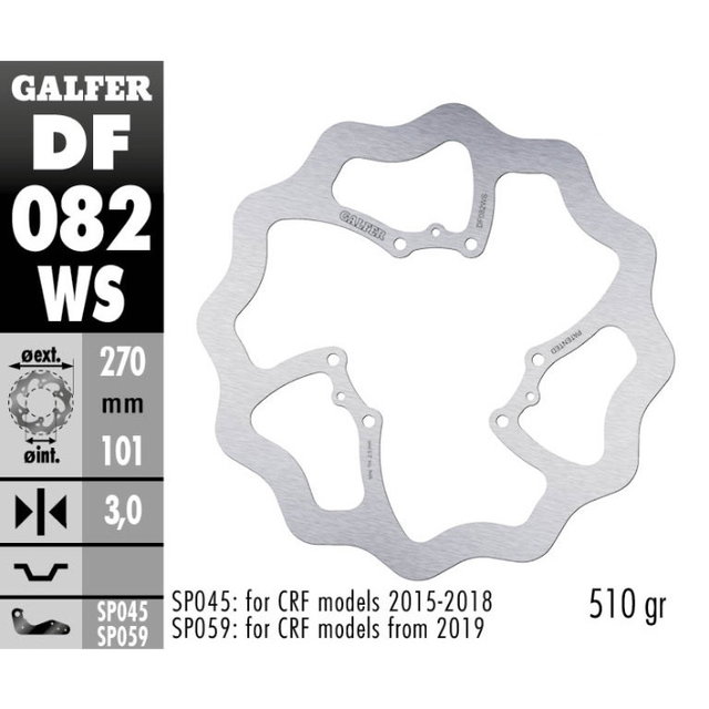 Brake disc Galfer Wave Honda CR 500 (95-01) front maggiorato DF082WS