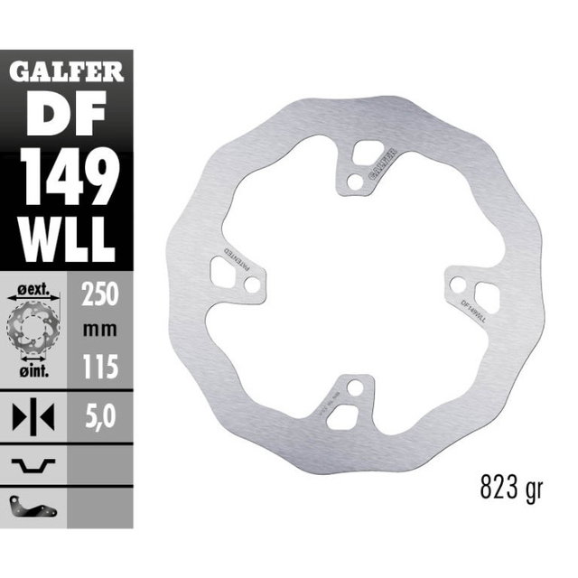Brake disc Galfer Wave Kawasaki KX 450 F (19-23) rear solid DF149WLL