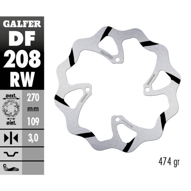 Brake disc Galfer Race Kawasaki KX 450 F (06-14) front maggiorato DF208RW
