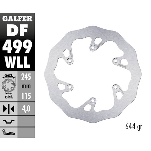 Brake disc Galfer Wave Yamaha YZ 125 (02-18) rear solid DF499WLL