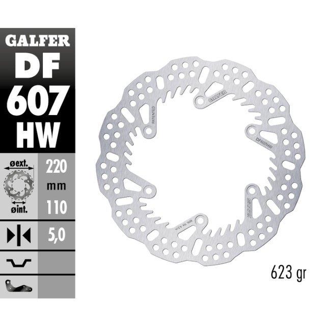 Brake disc Galfer Shark KTM 85 SX (21-25) rear - 5 mm DF607HW