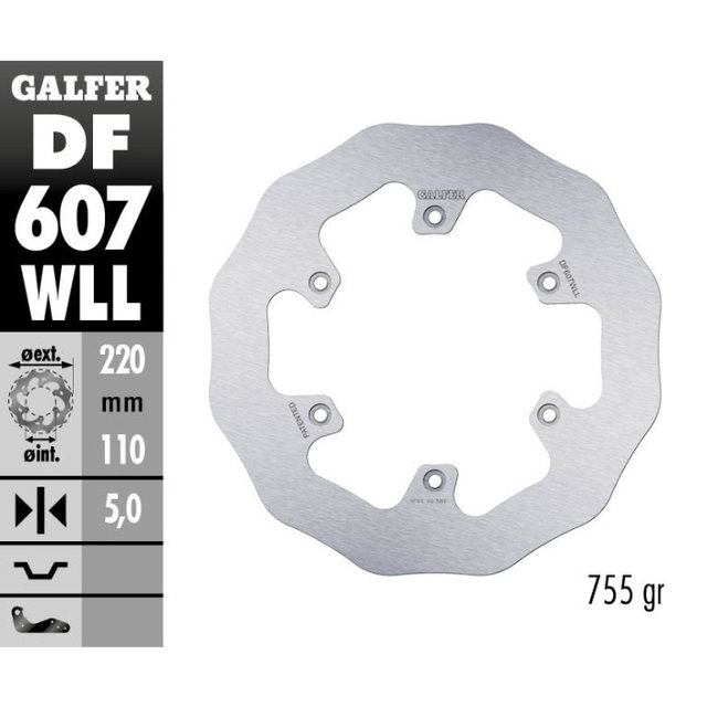 Brake disc Galfer Wave Husqvarna 300 TE (14-25) rear solid DF607WLL