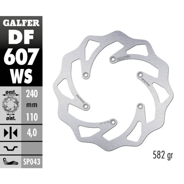 Brake disc Galfer Wave Husaberg 450 FE (04-14) rear maggiorato DF607WS