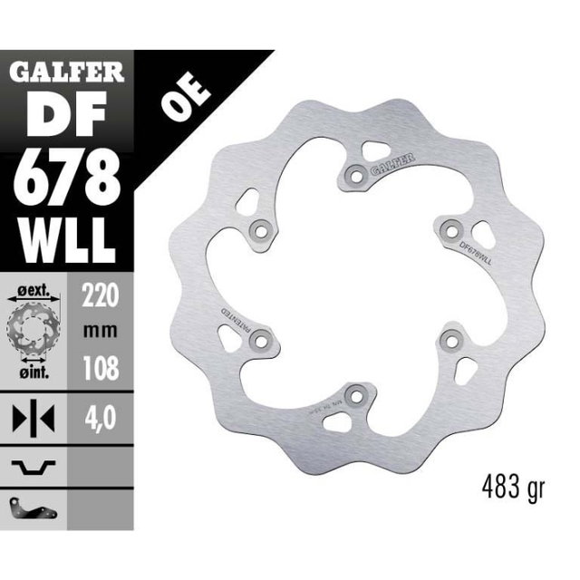 Brake disc Galfer Wave Gasgas 125 EC (96-15) rear solid DF678WLL
