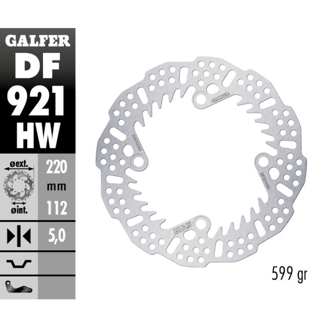 Brake disc Galfer Shark Sherco 250 SEF-R (14-25) rear - 5 mm DF921HW