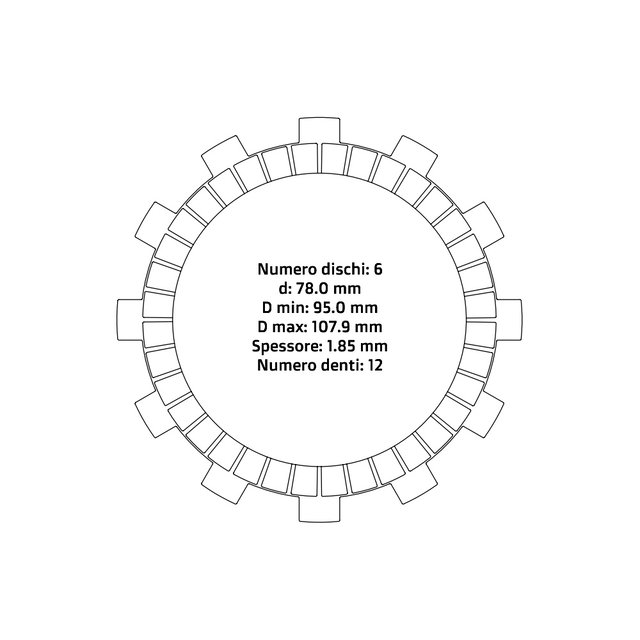 Clutch plates NRTeam KTM 65 SX (00-23) - Friction set DS02.F015.6
