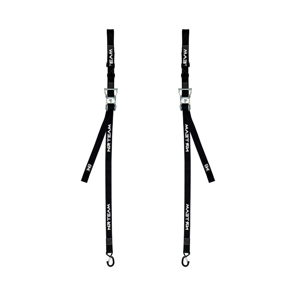 Pair of ratchet tie-down straps for motorcycle 38mm NRTeam black Pair of ratchet tie-down straps for motorcycle 38mm NRTeam black