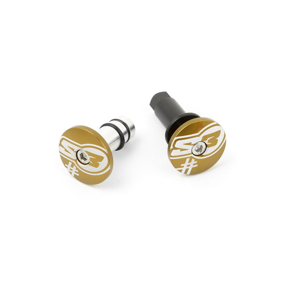 Pair of handlebar end caps S3 gold Five Pair of handlebar end caps S3 gold Five