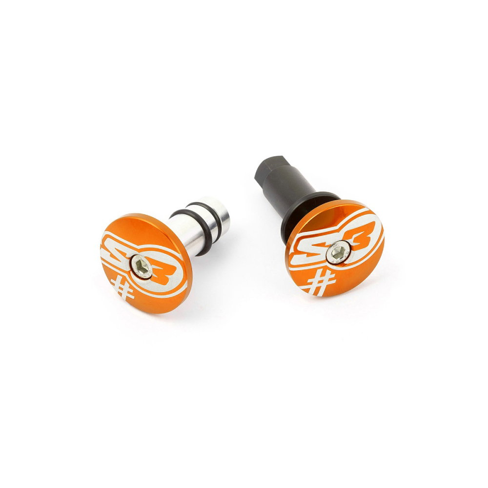 Pair of handlebar end caps S3 orange Five Pair of handlebar end caps S3 orange Five