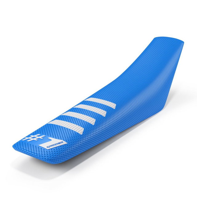 Universal seat cover Onegripper - Ribbed azzurro and white OSC02-LBWH